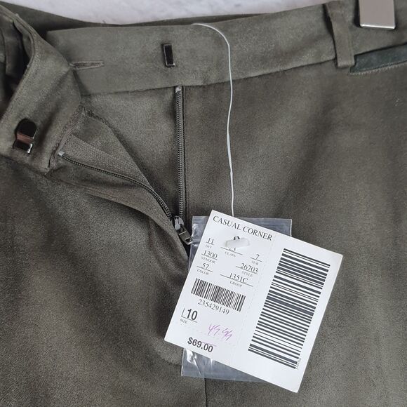 VTG Casual Corner 2 Piece Pant Suit Blazer Sz  8 + Pants Sz 10 Olive Green NWT - Picture 7 of 11